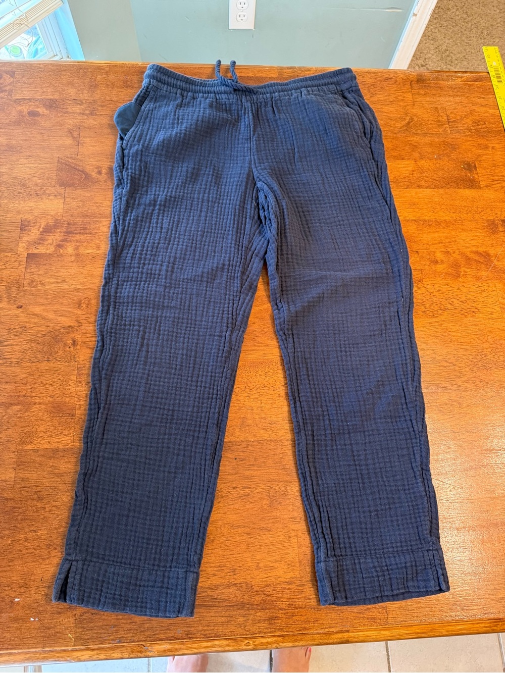 Pure J Jill Everyday Navy Blue Cotton Gauze Pull On Drawstring Pants XS
